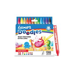 Luxor Doodles Extra Long Wax Crayons - 12 Shades + 1 Silver